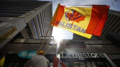 Demonstrators gather in support of Khalistan, during a Sikh rally outside the Consulate General of India, in Toronto, Ontario. File image/AFP