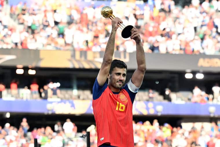 Spain midfielder and captain Rodri was the recipient of the Golden Ball at the FIFA World Cup 2026, eclipsing some of the tournament's standout performers to win the honour. | Image: AFP