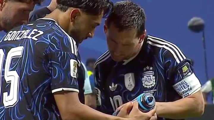 Lionel Messi checks out Jordan Pickford’s penalty tips on bottle; his reaction goes viral | WATCH