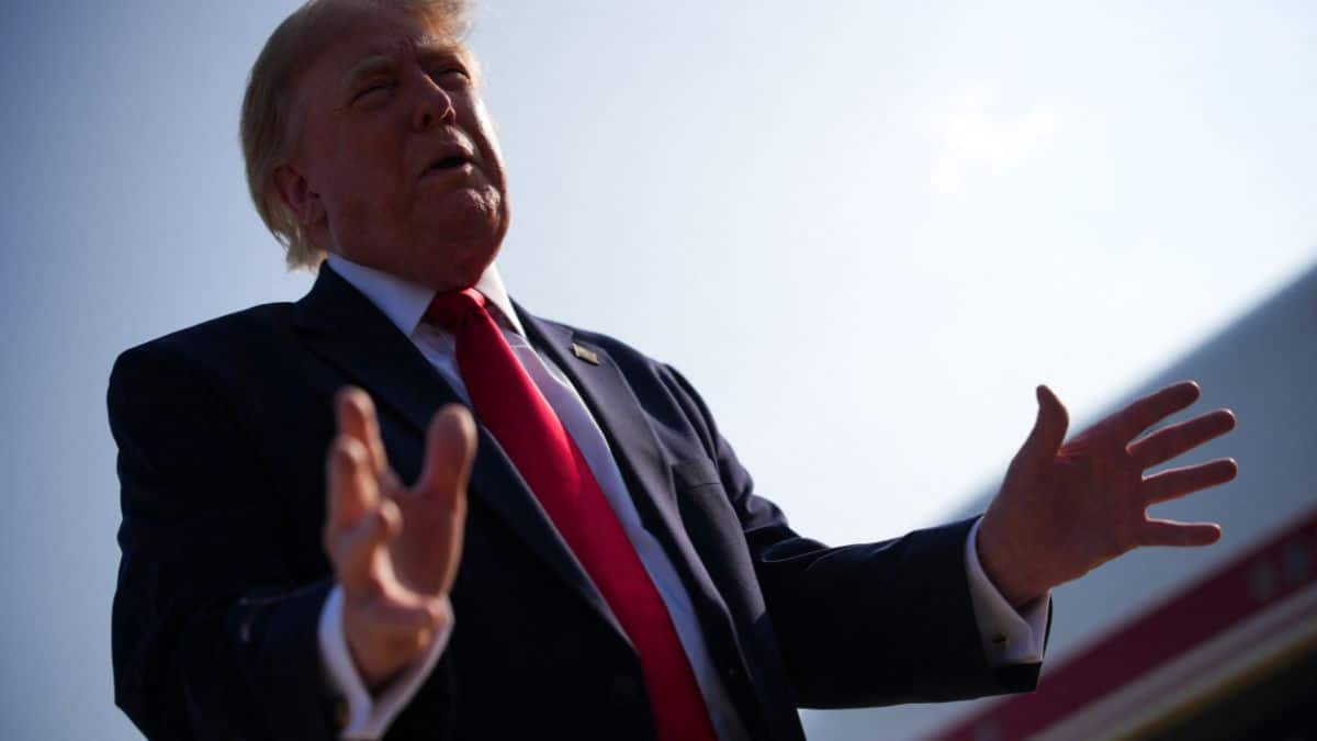 President Trump stops to speak to the media before boarding Air Force One on July 01, 2026 at Joint Base Andrews, Maryland. Image- AFP