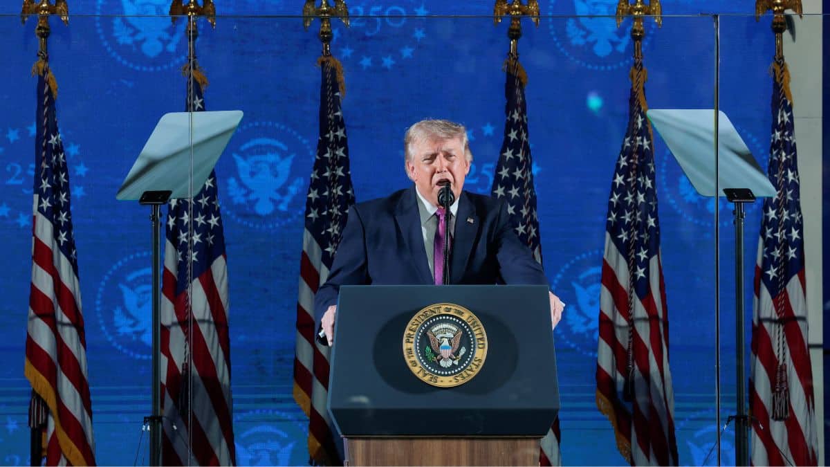 US President Donald Trump delivers remarks during a celebration for the 250th anniversary of US independence, at Mount Rushmore in Keystone, South Dakota, US, July 3, 2026. File Image/Reuters
