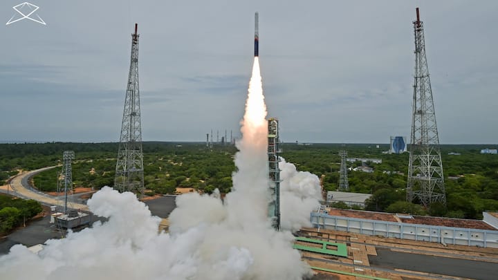 Skyroot Aerospace’s Vikram-1 rocket lifts off from the Satish Dhawan Space Centre in Sriharikota during Mission Aagaman. Image courtesy: Skyroot (Special arrangement)