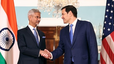 U.S. Secretary of State Marco Rubio greets India's External Affairs Minister Subrahmanyam Jaishankar at the meeting of the Indo-Pacific Quad at the State Department in Washington, D.C., U.S. (REUTERS/Kevin Lamarque)