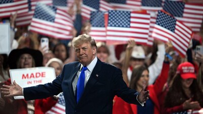 US President Donald Trump arrives to speak during the Republican National Midterm Convention at the American Airlines Center in Dallas, Texas on September 9, 2026. AFP