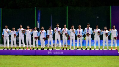 At the 2023 Hangzhou Games, India claimed gold after the rain-hit final against Afghanistan was called off, thanks to their superior T20I ranking. Image: AFP
