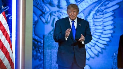 US President Donald Trump arrives to speak during the Republican National mid-term Convention at the American Airlines Center in Dallas, Texas, on Friday. AFP