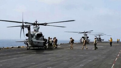 This screen grab made on July 26, 2026, from undated handout video footage released by the US Central Command on July 25, 2026, shows what it says are operations enforcing its naval blockade against Iran. (Photo via AFP)
