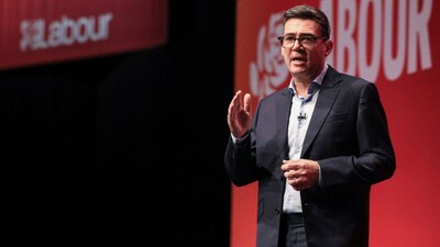 British Prime Minister Andy Burnham speaks on stage at the Labour Party's annual conference in Liverpool, UK, on September 29, 2026. (Photo: Temilade Adelaja/Reuters)