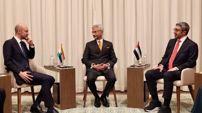 EAM S Jaishankar participates in the India-UAE-France trilateral meeting on the sidelines of UNGA81, with discussions focused on AI, space, health sciences, energy and culture. Image/X/@DrSJaishankar
