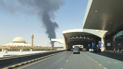Large plume of black smoke rises from the fuel storage depot at King Khalid International Airport, in Riyadh, Saudi Arabia, September 19, 2026. (Representational Image, Credit: Reuters)