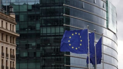 European flags fly outside the European Commission headquarters in Brussels, Belgium September 20, 2023. REUTERS