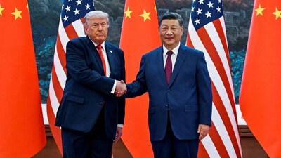 The scene as US President Donald Trump participates in events at the Great Hall of the People and does a greeting with the President of the People’s Republic of China Xi Jinping, May 14, 2026, in Beijing, China. File Image/Pool via Reuters