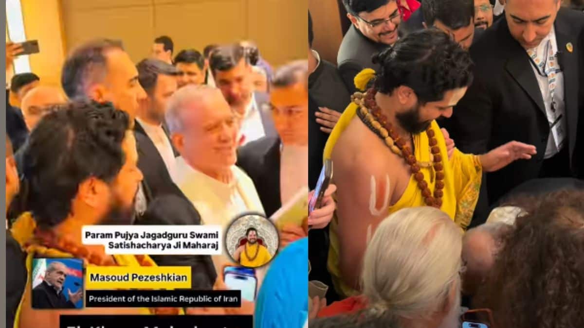 Did Iran’s President Pezeshkian touch a Hindu seer’s feet in Delhi?