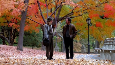 Meg Ryan as Sally Albright and Billy Crystal as Harry Burns stroll through Central Park’s autumn foliage in Nora Ephron’s romantic comedy 'When Harry Met Sally' (1989). Image/Columbia Pictures