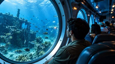 India offers unique submarine-style experiences, from semi-submersible rides in the Andaman Islands to a real decommissioned naval submarine in Visakhapatnam, giving travellers a rare glimpse into the underwater world without diving. Photo: AI-generated