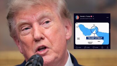 President Donald Trump has posted an image of the Strait of Hormuz labelled “Trump Strait”