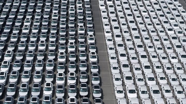 A drone view of new cars lining up at an export terminal at the port in Shanghai, China. File/Reuters