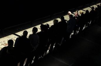 The first visitors view the Bayeux Tapestry as it goes on display to the public at the British Museum in London, Britain, September 10, 2026.  REUTERS