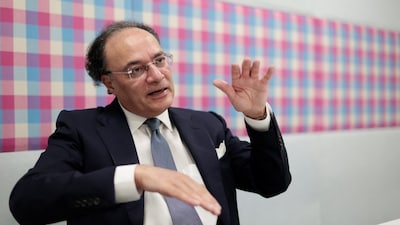 Pakistan Finance Minister Muhammad Aurangzeb speaks during a Reuters interview in the IMF/World Bank 2026 Annual Meetings at the Queen Sirikit National Convention Center (QSNCC) in Bangkok, Thailand. File/Reuters