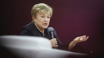 International Monetary Fund (IMF) Managing Director Kristalina Georgieva speaks during the IMF/World Bank 2026 Annual Meetings at the Queen Sirikit National Convention Center (QSNCC) in Bangkok, Thailand, October 12, 2026. File/Reuters