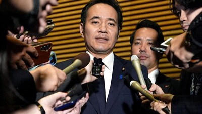 Japan's Minister for Agriculture, Forestry and Fisheries Kazuo Yana speaks to media after expressing his intention to resign to the Prime Minister Sanae Takaichi at Takaichi's official residence in Tokyo, Japan, on Wednesday. Reuters