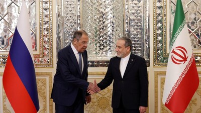 Iran's Foreign Minister Abbas Araghchi meets with Russia's Foreign Minister Sergei Lavrov in Tehran, Iran, on Monday. Reuters