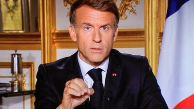 Emmanuel Macron delivered his comments on the unrest during a speech broadcast on French television. AFP