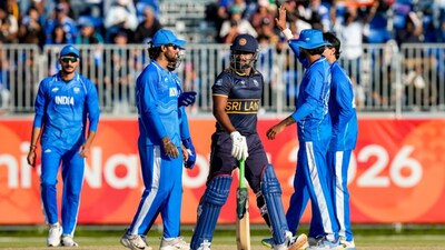 Defending champions India produced a commanding all-round performance to book their place in the men's cricket final at the 2026 Asian Games, thrashing Sri Lanka by 124 runs in the semifinal. Image: PTI