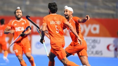 The Indian men's hockey team showcased remarkable resilience and composure under pressure to defeat Pakistan 4-3 in a thrilling Asian Games 2026 semi-final and book its place in the gold-medal match. Image: X/@TheHockeyIndia
