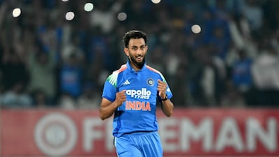 India pacer Prasidh Krishna has been ruled out of the third and final ODI against the West Indies after suffering a hamstring injury during the run-fest in Guwahati. Image: AFP