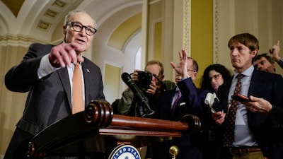 US Senate Minority Leader Chuck Schumer (D-NY) takes questions during a press conference following the Democratic weekly policy lunch on Capitol Hill in Washington, DC, US, September 29, 2026. File Image/Reuters