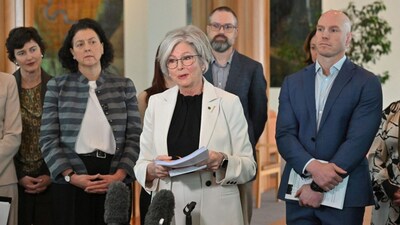 Independent MP Helen Haines speaks during a press conference at Parliament House in Canberra, Australia, on June 23, 2026. (Photo: Mick Tsikas/AAP via Reuters)
