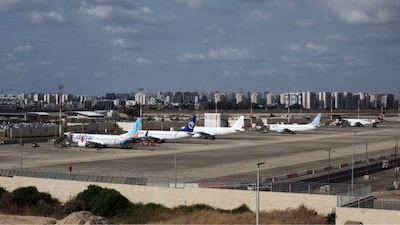Planes sit on the tarmac at Ben Gurion International Airport after a FlyDubai aircraft bound for Israel from the United Arab Emirates was diverted to Saudi Arabia following an emergency signal, in Lod, near Tel Aviv, Israel, September 30, 2026. File Image/Reuters