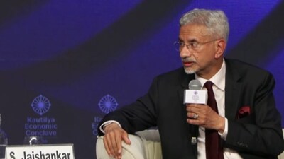 External Affairs Minister S Jaishankar during an interactive session at the 5th Kautilya Economic Conclave in New Delhi on Monday. ANI
