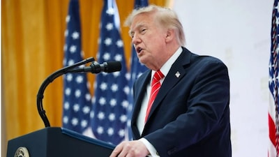 U.S. President Donald Trump delivers remarks during the Golden Age of American Innovation Summit at the Institute of Peace on October 08, 2026 in Washington, DC. - AFP