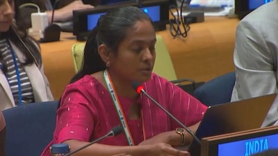 Counsellor in the Permanent Mission of India to the UN R. Mythili (Photo/X/@IndiaUNNewYork)