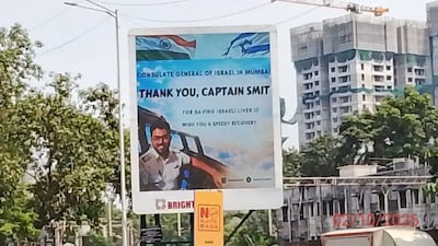 The Consulate General of Israel in Mumbai on Friday put a billboard in the city hailing flydubai pilot Smit Machchhar, who foiled an attempt by his copilot to allegedly crash an Israe lbound flight. Image/X/@yanivrev