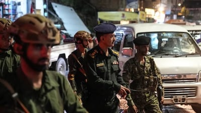 Security forces of the internationally-recognised Yemeni government patrol a street and set up checkpoints in Taiz amid concerns over Houthi infiltration, late on September 27, 2026. Image- AFP