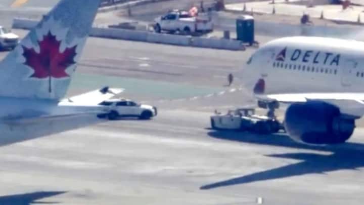 Delta plane clips tail of Air Canada jet on taxiway at LAX; FAA ...