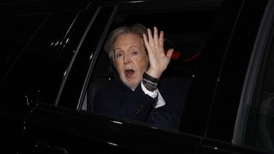 its just a random phoo of him

Paul McCartney, a vegetarian for decades and a longtime PETA collaborator. File photo: AFP