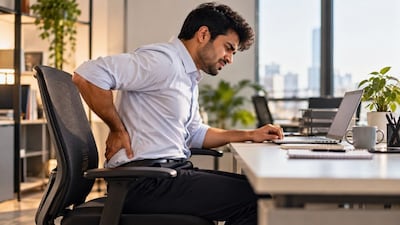 Returning from work with a back pain? Well, it signals a lot about your spine health. Here's how, as per doctor, you can take care of your spine. Photo: AI-generated