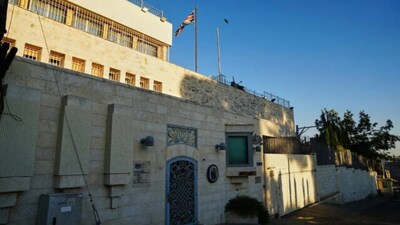 A view of the the British Consulate in east Jerusalem after Israeli Foreign Minister Gideon Sa’ar announced that Israel would close the facility in response to UK sanctions on Israeli settlements in the West Bank. (Photo:AP)