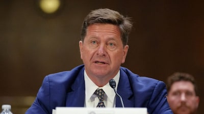 Jay Clayton, US President Donald Trump's nominee to be Director of National Intelligence, testifies during a Senate Intelligence Committee confirmation hearing on Capitol Hill in Washington, D.C., U.S., July 15, 2026. REUTERS/Nathan Howard