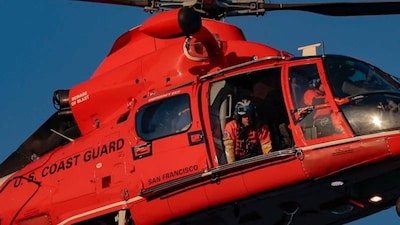 The US Coast Guard says it has deployed a helicopter, like this one pictured in July, as well as two search and rescue planes and a motor lifeboat to search for the plane that disappeared Saturday off the coast of Massachusetts. AFP