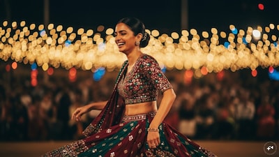 As high-energy Garba celebrations demand hours of continuous movement under warm venue lights, expert-backed bodycare routines and sweat-proofing techniques are essential to maintain skin health and lock in festive makeup throughout Navratri. AI-generated Image