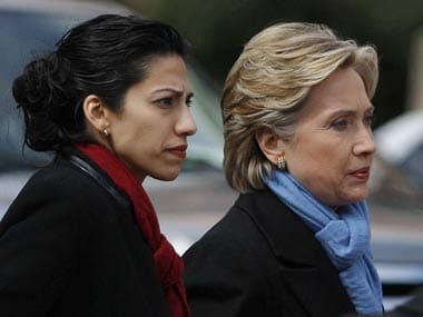 Huma Abedin with Hillary Clinton. Reuters
