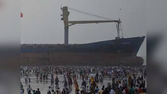 Another ship runs aground at Juhu