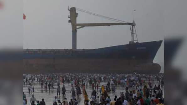 Another ship runs aground at Juhu
