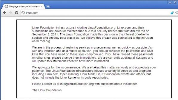 Security Breach Hits Linux Foundation Sites, Down For Maintenance
