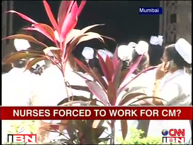 Govt nurses protest Maharashtra CM's private duty Govt nurses protest Maharashtra CM's private duty